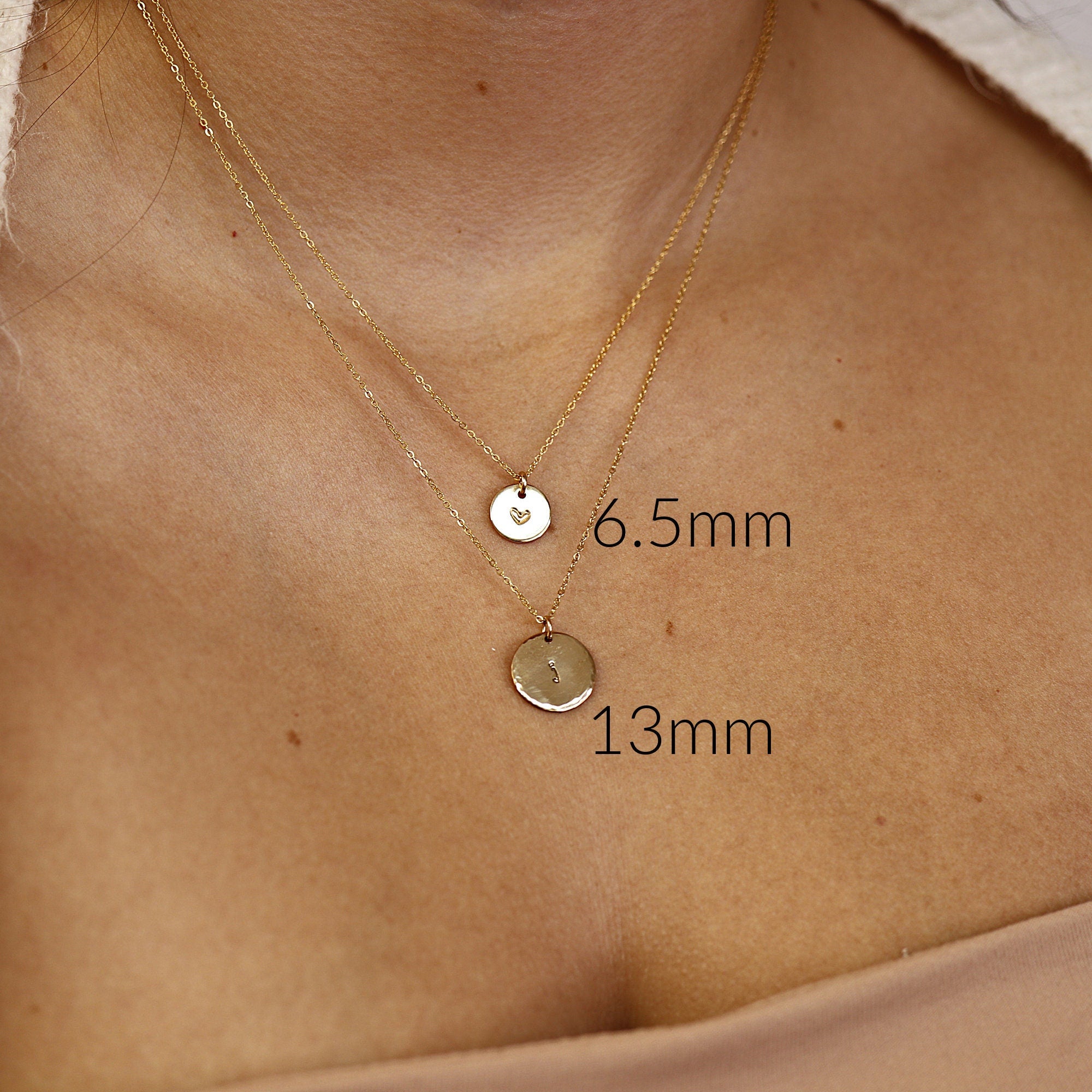 Dainty Initial Necklace Gold Filled, Hand Stamped Initial Necklace