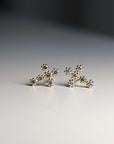 Tiny Cross Diamond Earrings, 14k Solid Gold Cross Stud Earrings