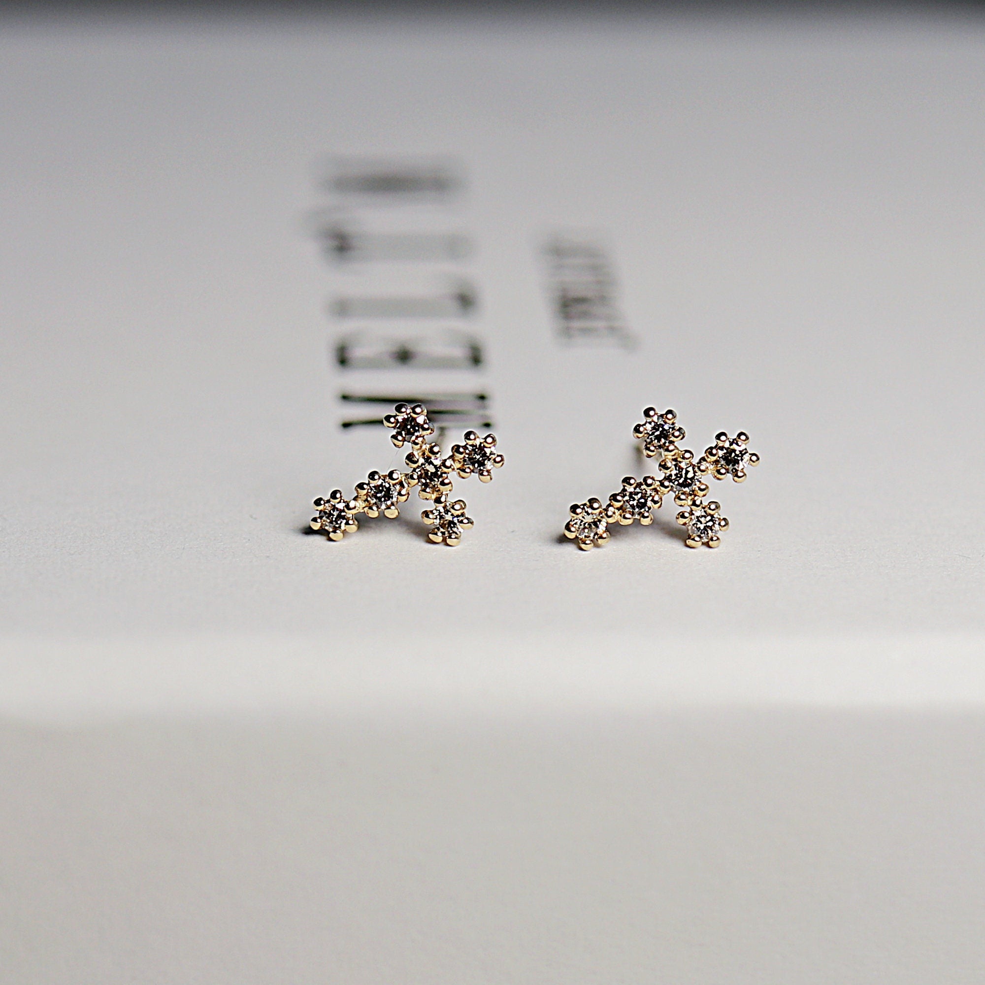 Tiny Cross Diamond Earrings, 14k Solid Gold Cross Stud Earrings