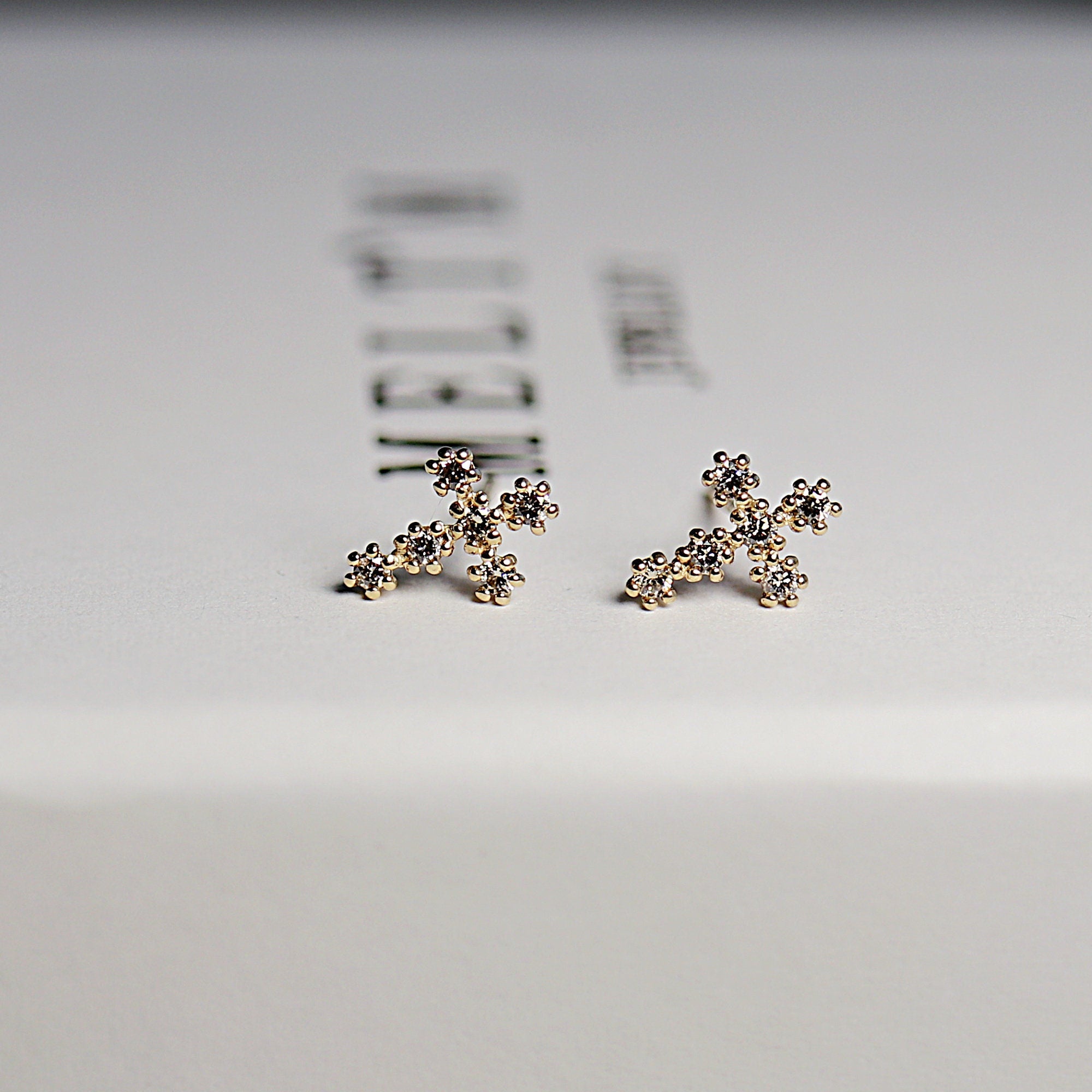 Tiny Cross Diamond Earrings in 14k Gold (SINGLE OR PAIR) - Melt'm Jewelry