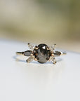 Oval Salt and Pepper Diamond Cluster Ring