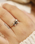 Oval Salt and Pepper Diamond Cluster Ring