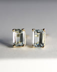 14k Gold Emerald Cut Aquamarine Stud Earrings - Melt'm Jewelry