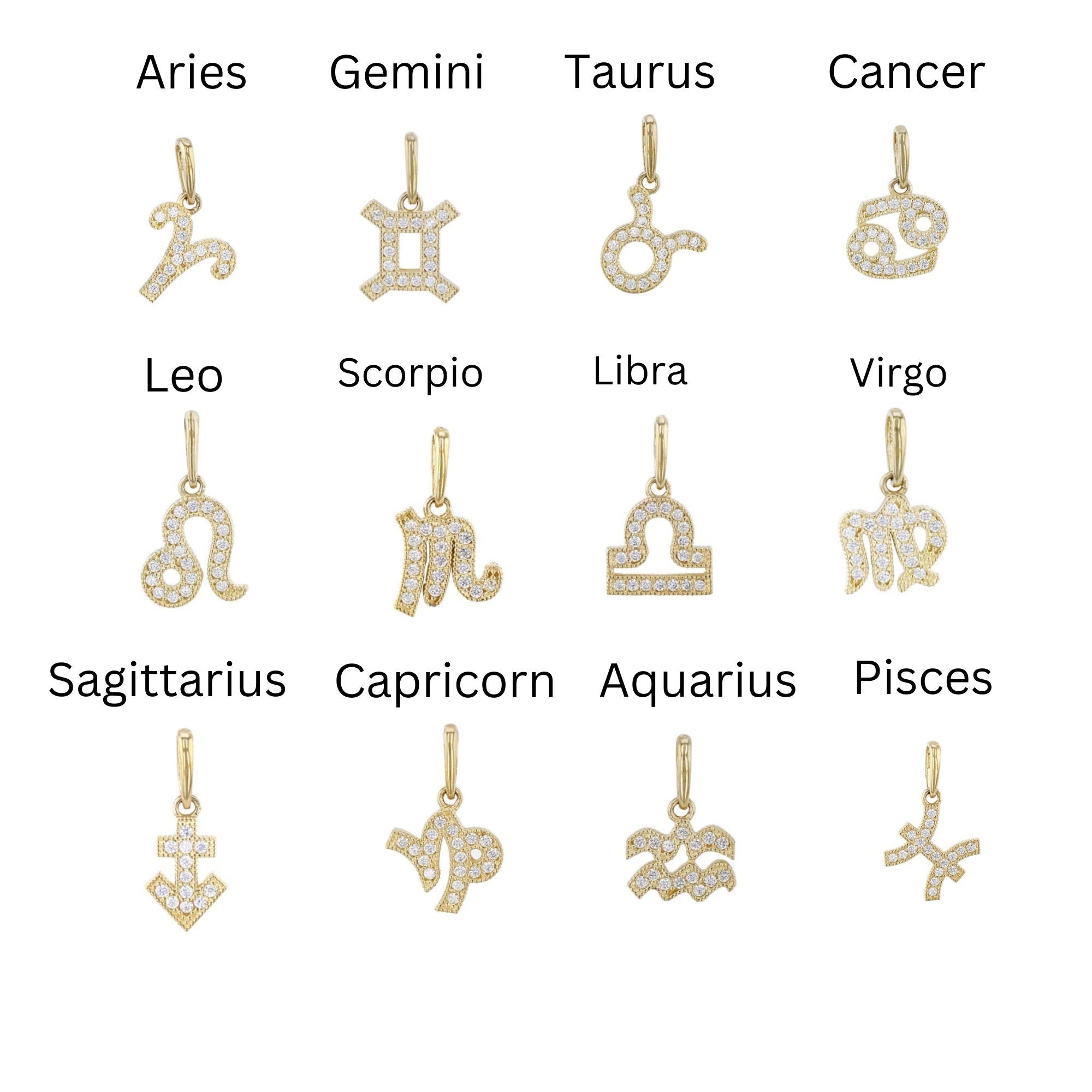 14k Solid Gold Zodiac Necklace, Custom Zodiac Necklace - Melt'm Jewelry