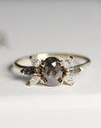 Oval Salt and Pepper Diamond Cluster Ring