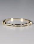 14k Solid Gold 6 Diamond Band Ring