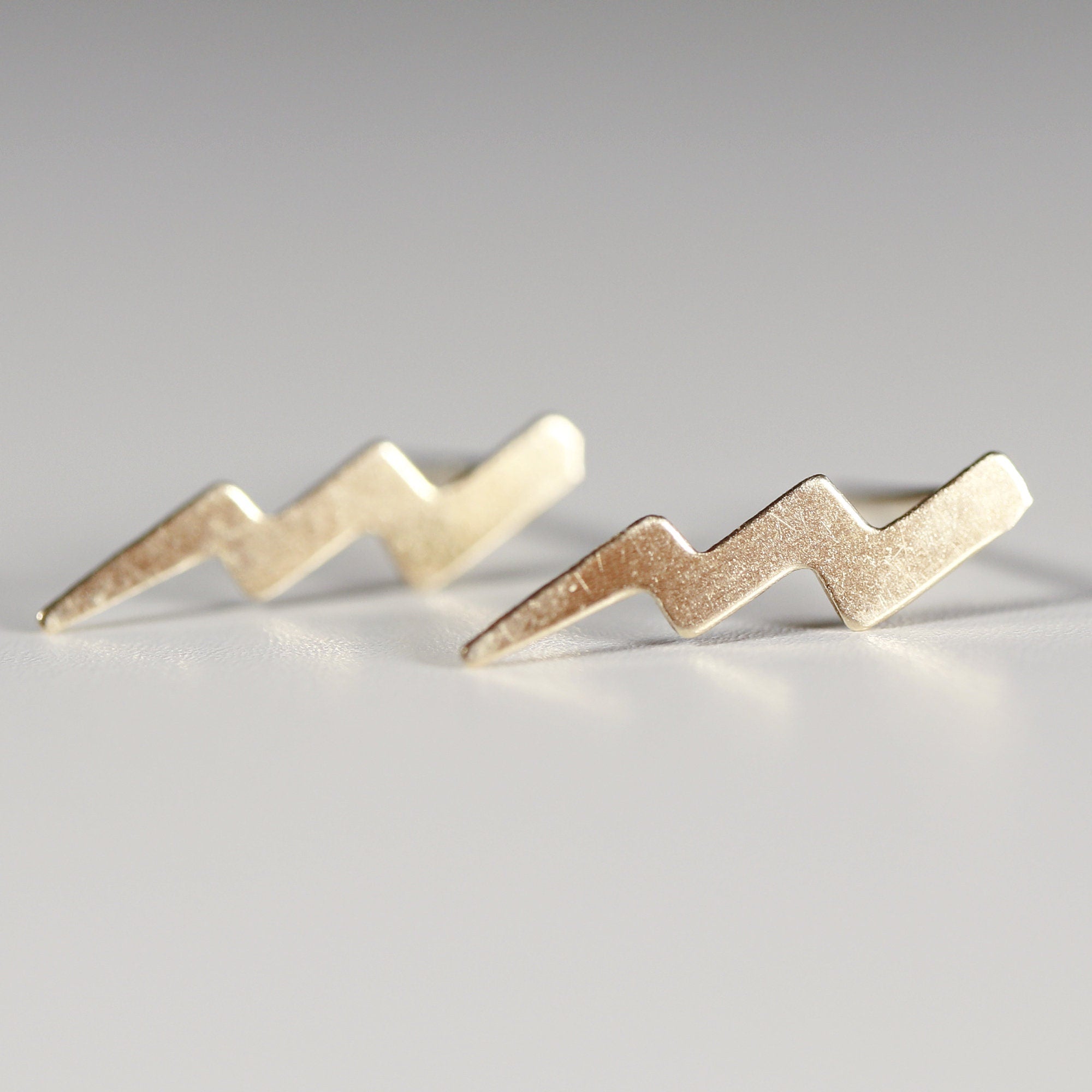 Gold Lightning Bolt Stud Earrings - Melt'm Jewelry