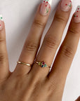 Four Stones Cluster Ring, Peridot Cluster Ring, Multi Gemstone Ring - Melt'm Jewelry