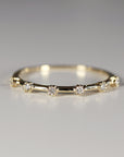 14k Solid Gold 6 Diamond Band Ring