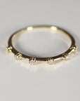 14k Solid Gold 6 Diamond Band Ring