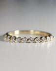 Shared Prong Diamond Wedding Band, 14k Solid Gold Floating Diamond Ring