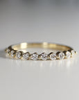 Shared Prong Diamond Wedding Band, 14k Solid Gold Floating Diamond Ring - Melt'm Jewelry