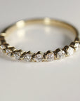 Shared Prong Diamond Wedding Band, 14k Solid Gold Floating Diamond Ring - Melt'm Jewelry