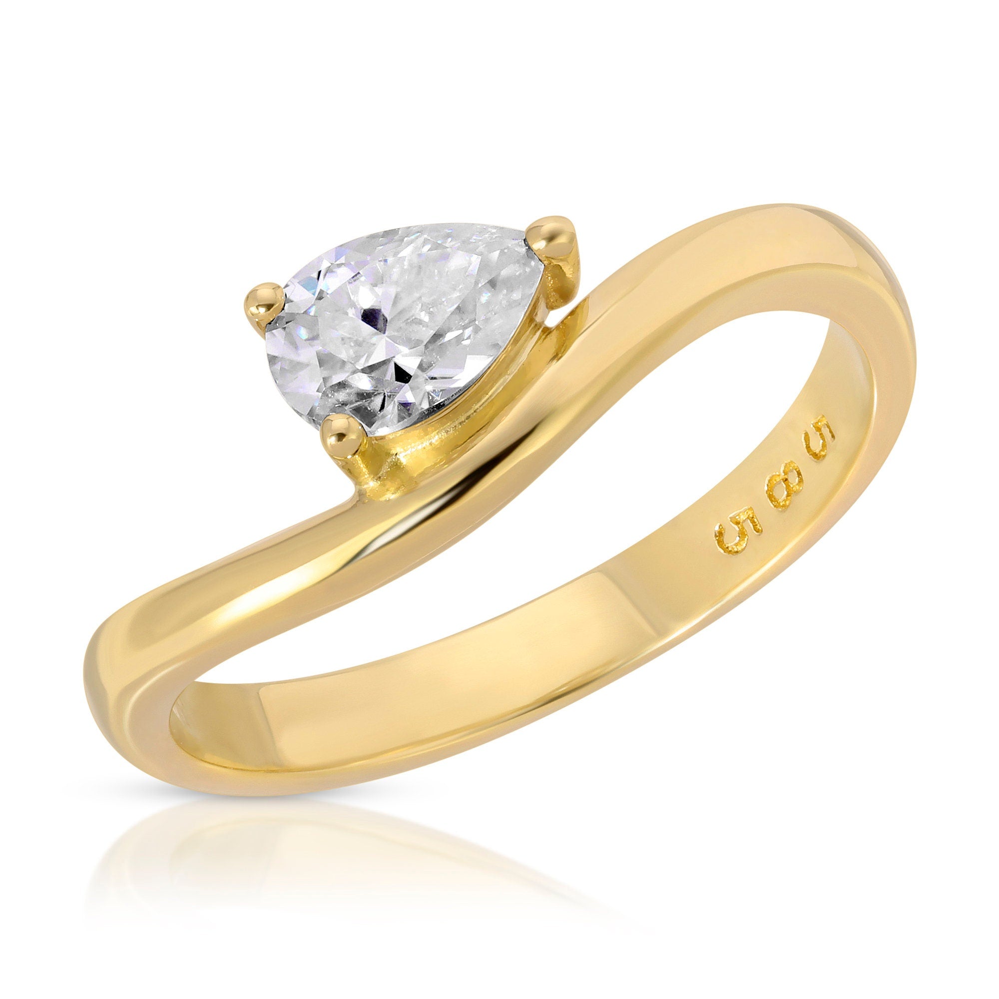 East West Pear Moissanite Ring 14k Gold, LIL JASMINE - Melt'm Jewelry