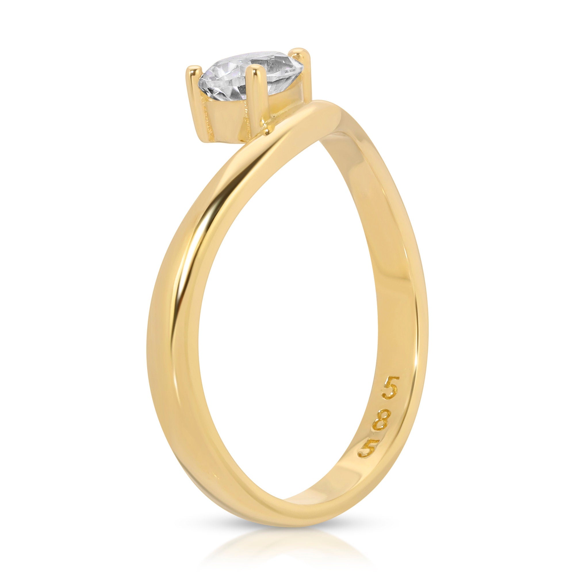 East West Pear Moissanite Ring 14k Gold, LIL JASMINE - Melt'm Jewelry