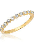 Shared Prong Diamond Wedding Band, 14k Solid Gold Floating Diamond Ring