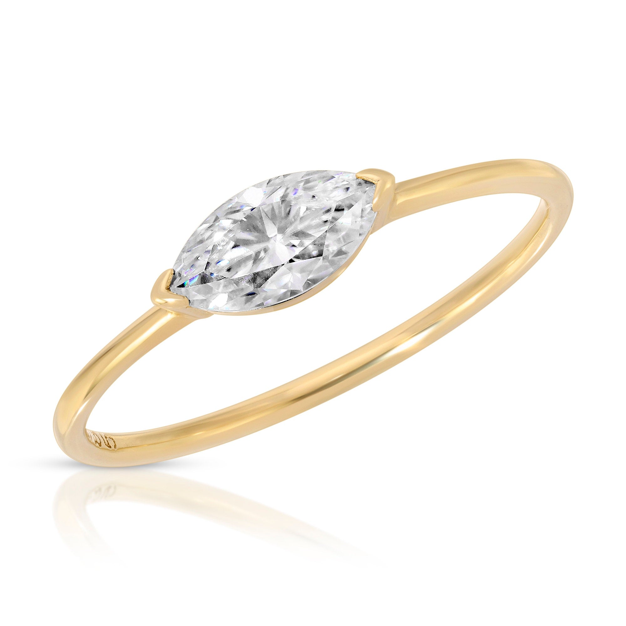 Marquise Moissanite Ring 14k Gold