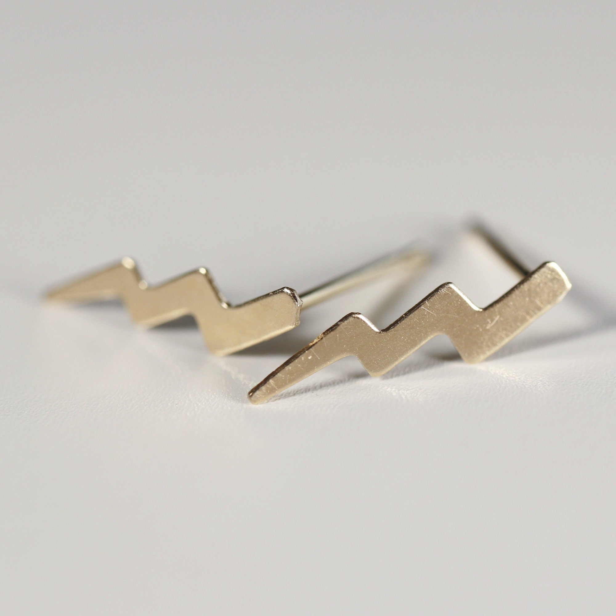 Gold Lightning Bolt Stud Earrings - Melt'm Jewelry