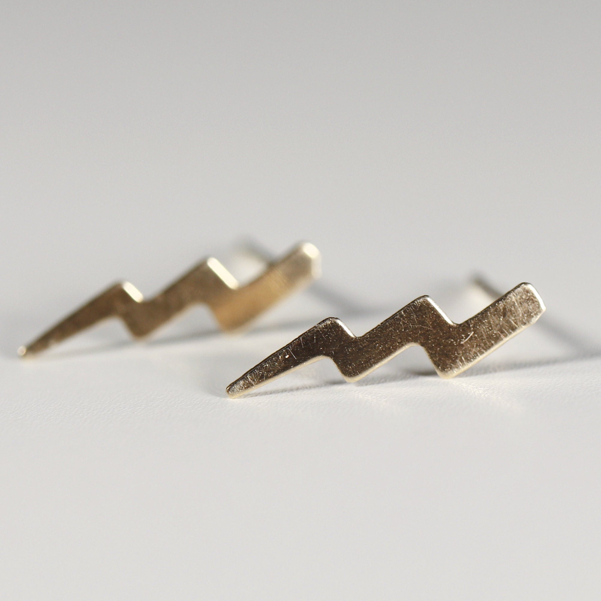 Gold Lightning Bolt Stud Earrings - Melt'm Jewelry