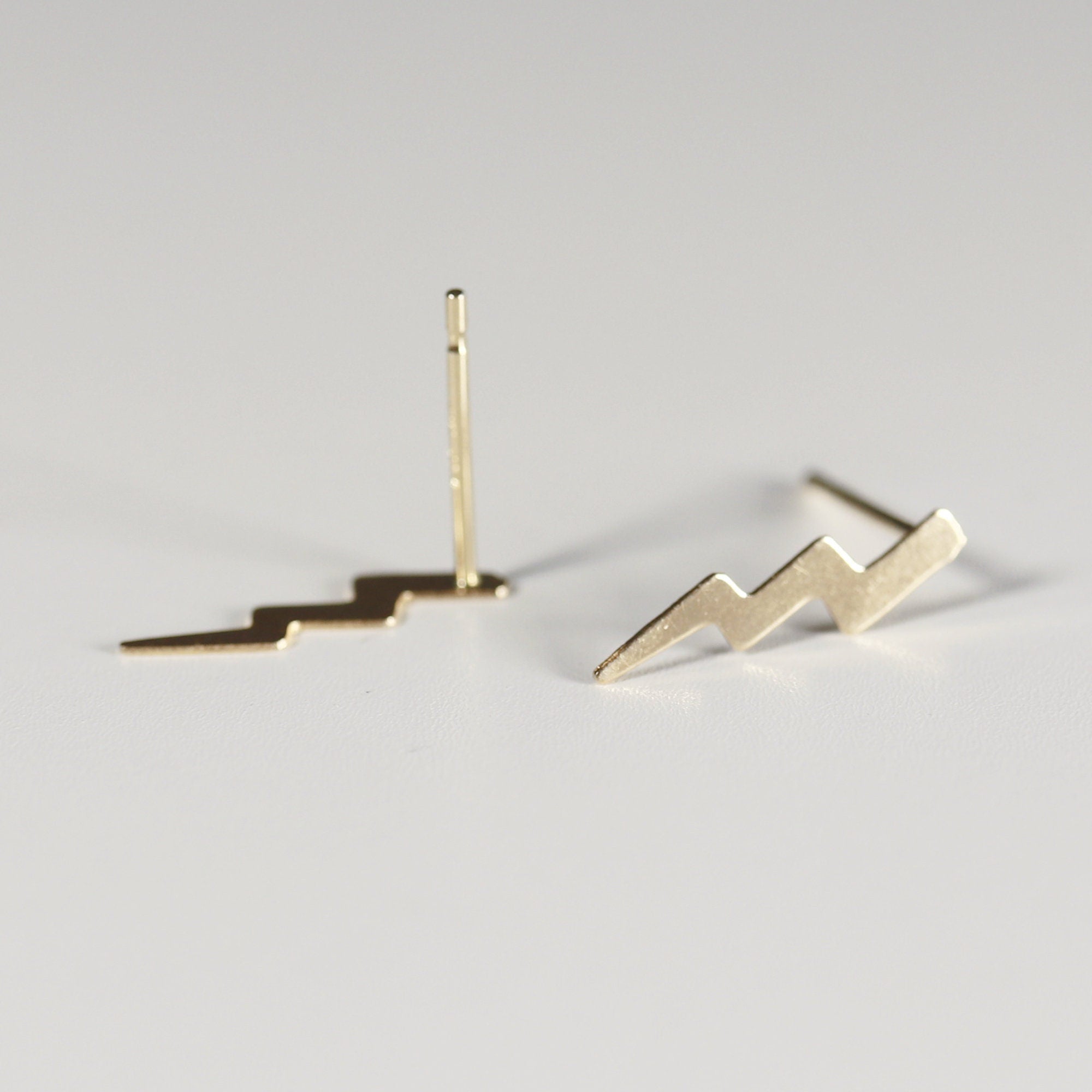 Gold Lightning Bolt Stud Earrings - Melt'm Jewelry