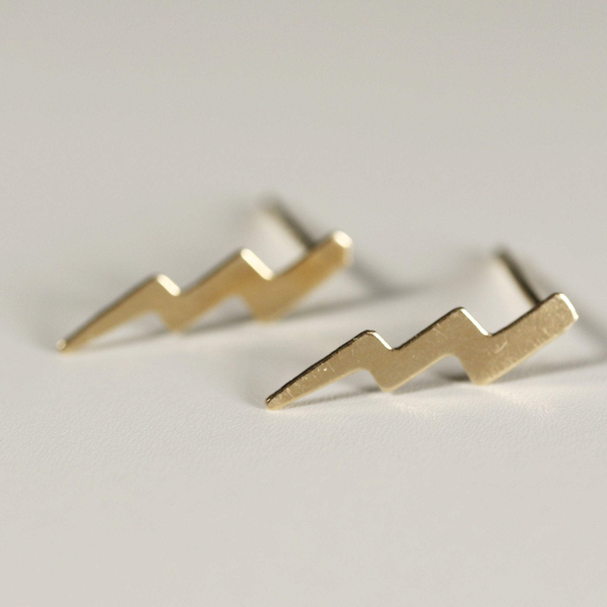 Gold Lightning Bolt Stud Earrings - Melt'm Jewelry