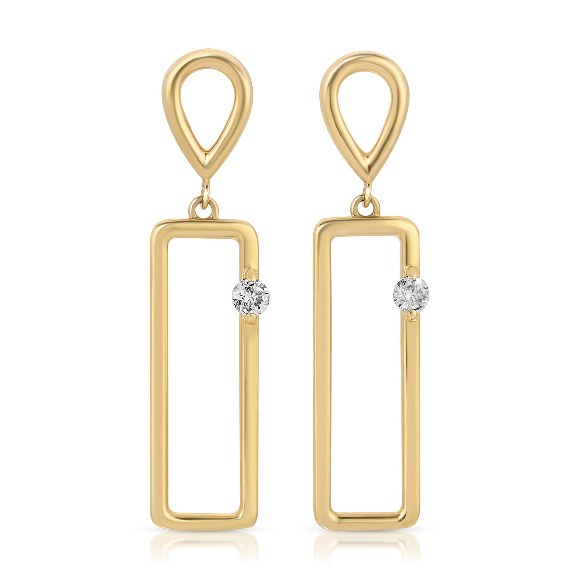 14k Gold Geometric Diamond Dangle Earrings - Melt'm Jewelry