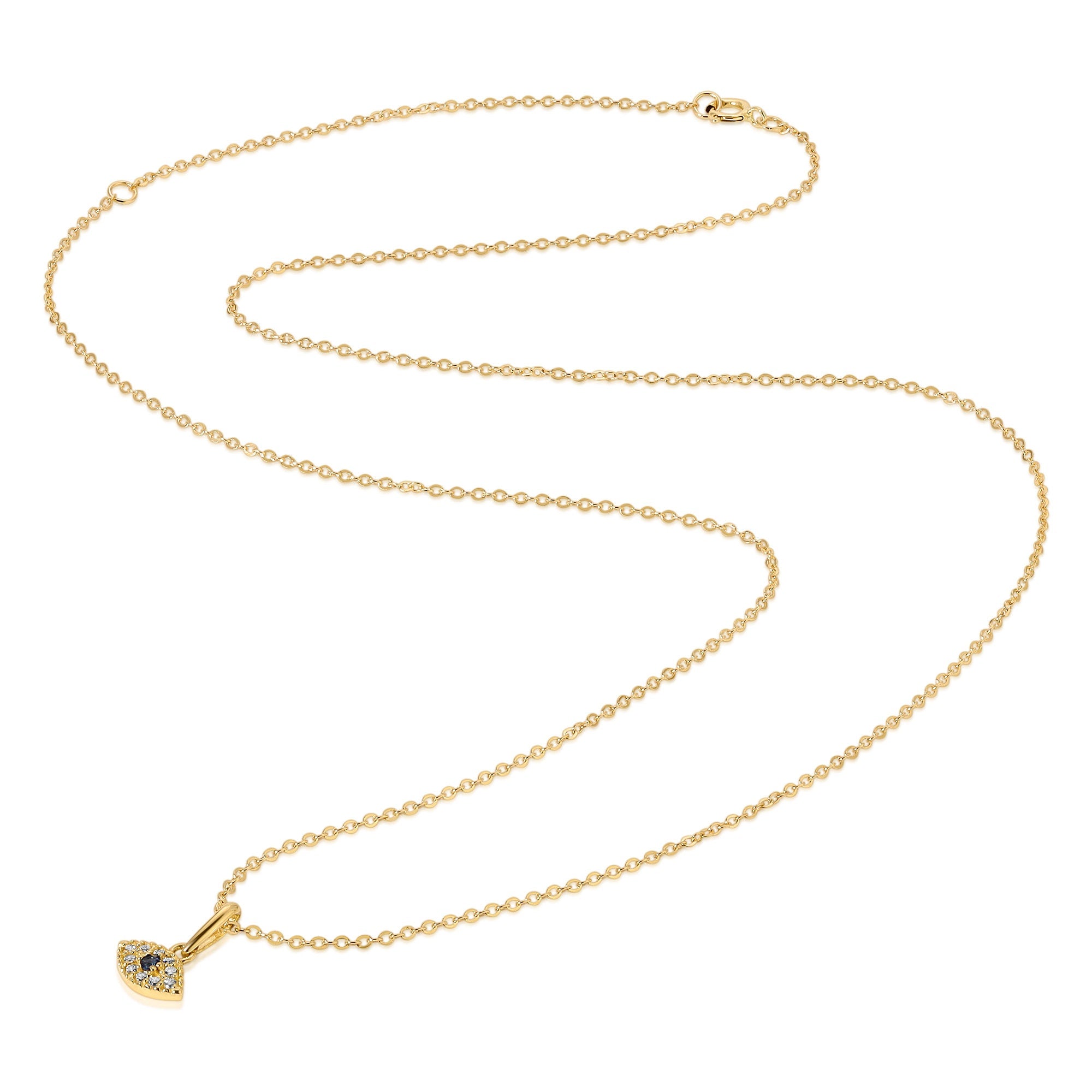14k Gold Sapphire Evil Eye Necklace - Melt'm Jewelry