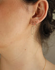 14k Gold Geometric Diamond Dangle Earrings