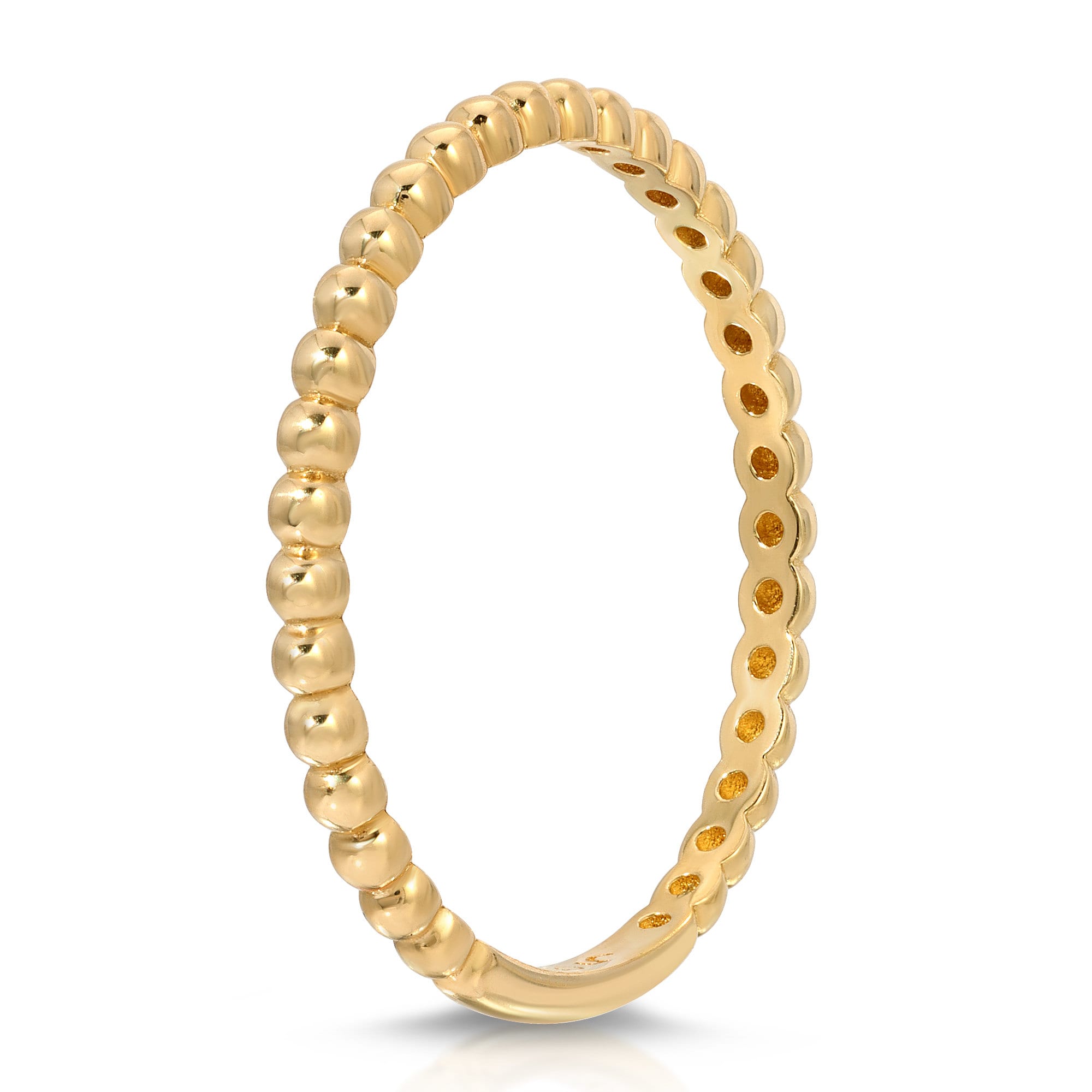 14k Gold Dainty Beaded Ring, Stacking Midi Ring - Melt'm Jewelry