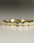 Art Deco Wedding Band 14k Solid Gold, Milgrain Diamond Wedding Ring - Melt'm Jewelry