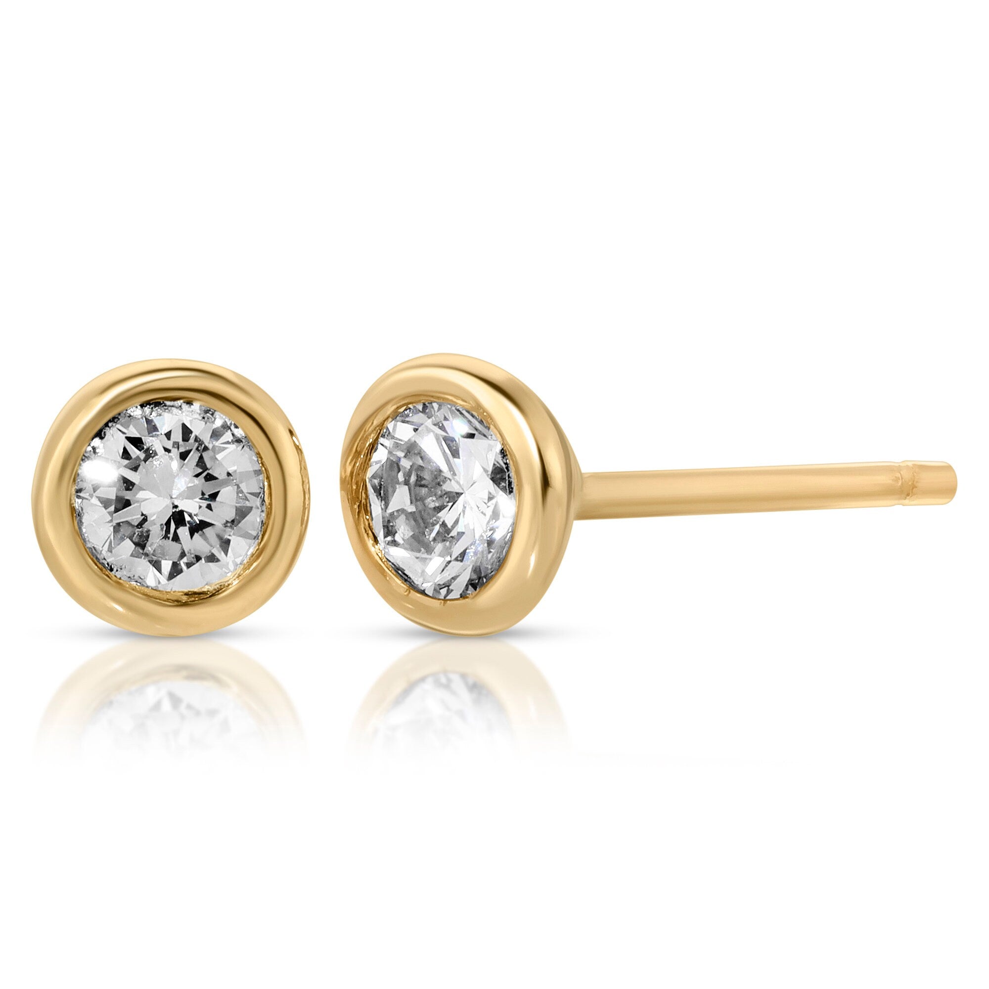 Diamond Stud Earrings 14k Gold (SINGLE or PAIR) - Melt'm Jewelry