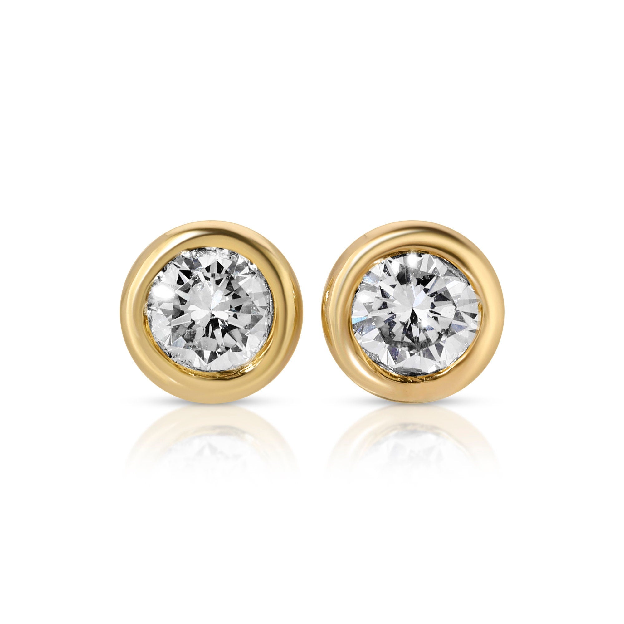 Diamond Stud Earrings 14k Gold (SINGLE or PAIR) - Melt'm Jewelry