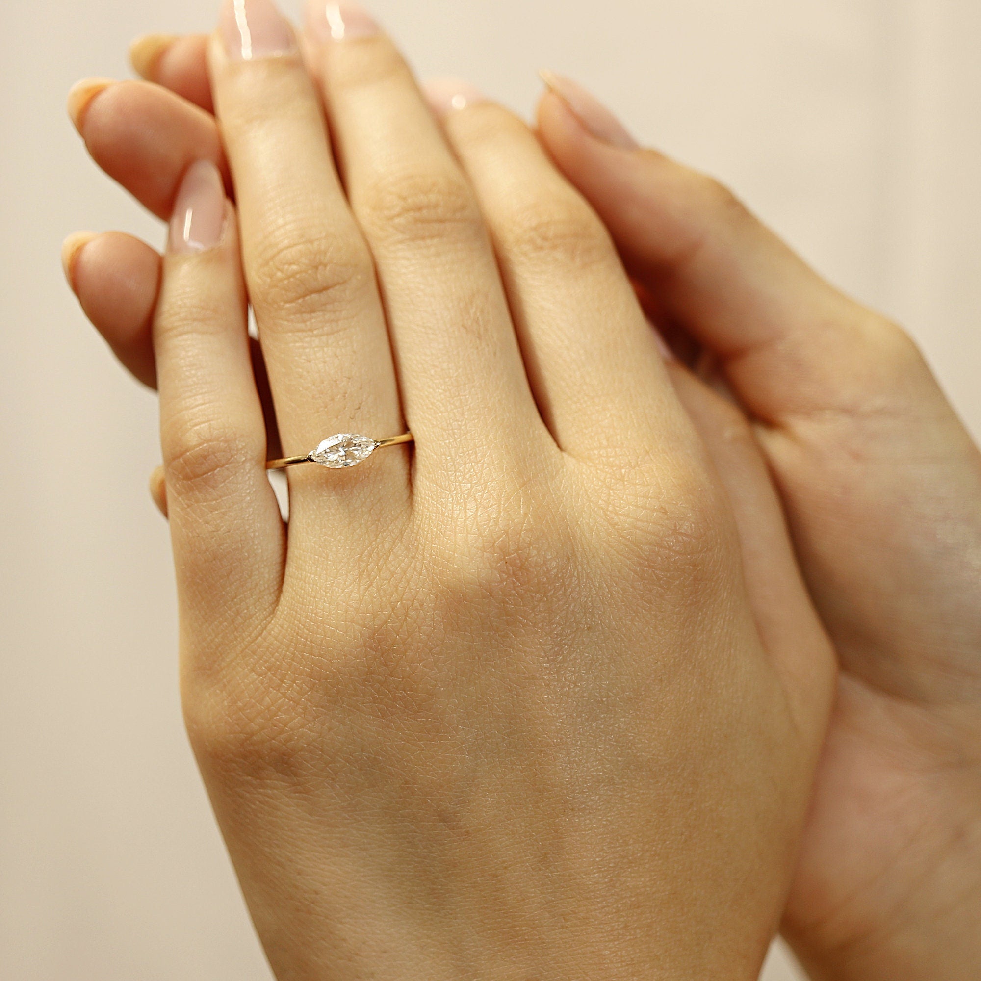 Marquise Moissanite Ring in 14k Gold - Melt'm Jewelry