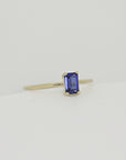 Blue Sapphire Engagement Ring 14k Gold, Emerald Cut Sapphire Ring, Minimalist