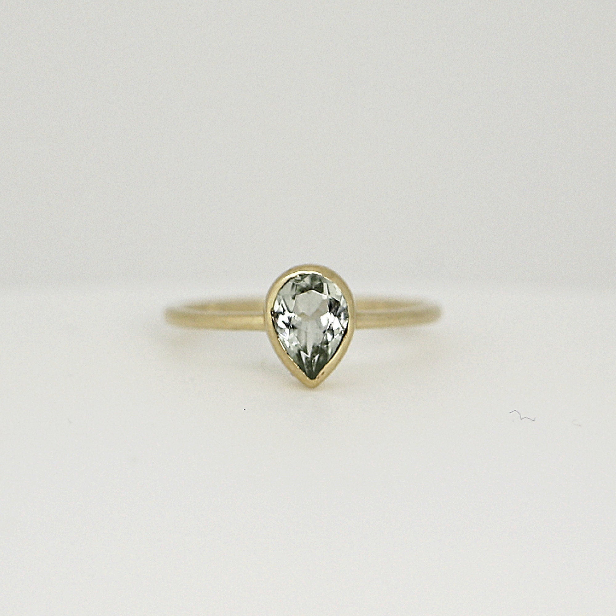 Pear Green Tourmaline Ring 14k Gold