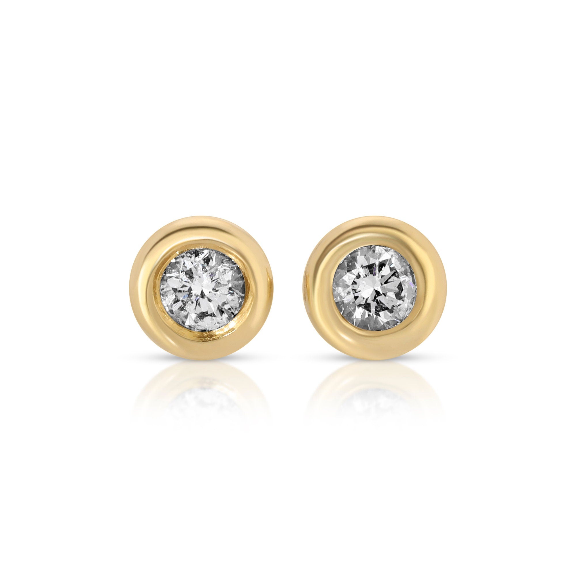 14k Solid Gold Tiny Diamond Stud Earrings (SINGLE OR PAIR) - Melt'm Jewelry