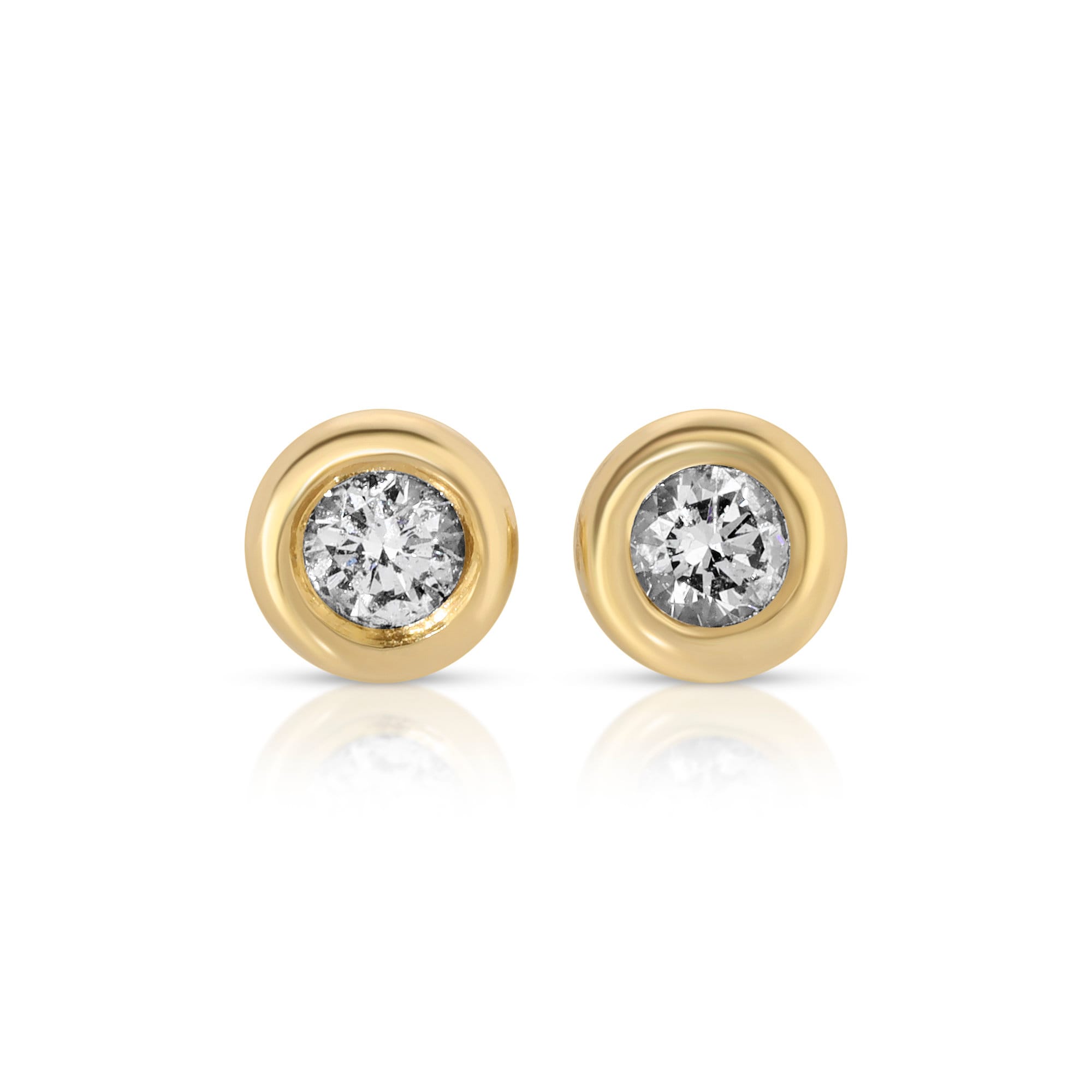 14k Solid Gold Tiny Diamond Stud Earrings (SINGLE OR PAIR) - Melt'm Jewelry