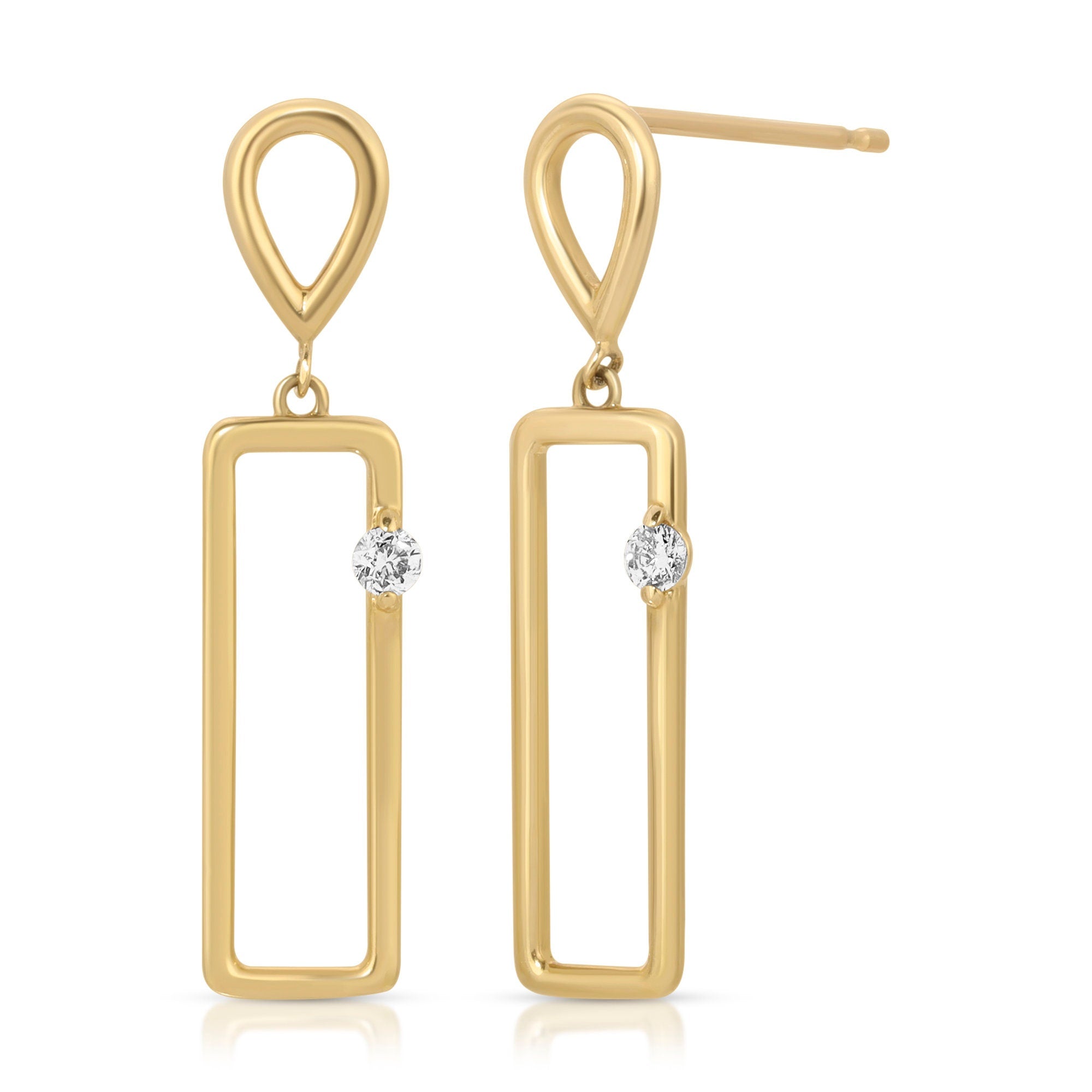 14k Gold Geometric Diamond Dangle Earrings - Melt'm Jewelry