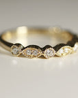 Art Deco Wedding Band 14k Solid Gold, Milgrain Diamond Wedding Ring - Melt'm Jewelry
