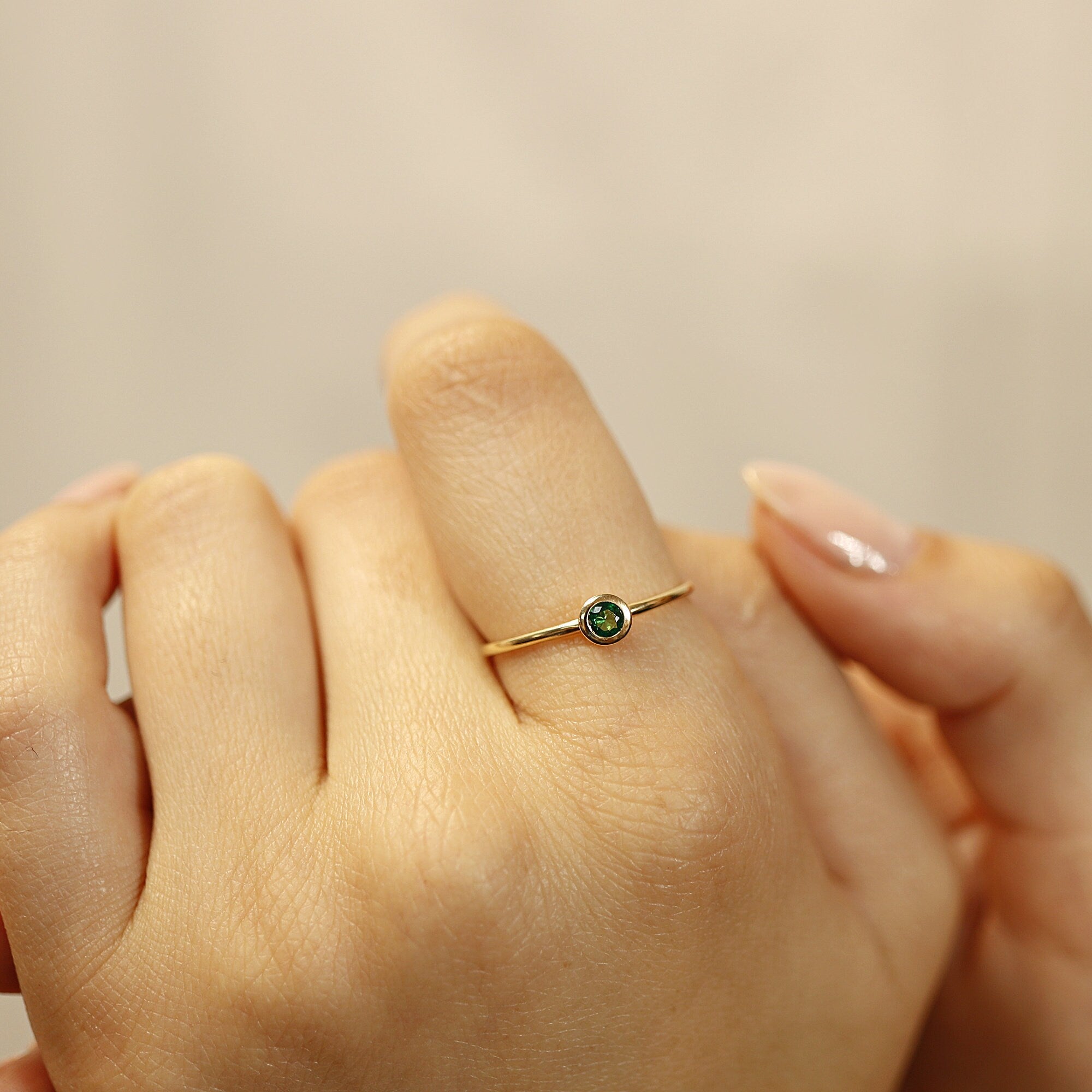 Emerald Stacking Ring 14k Gold