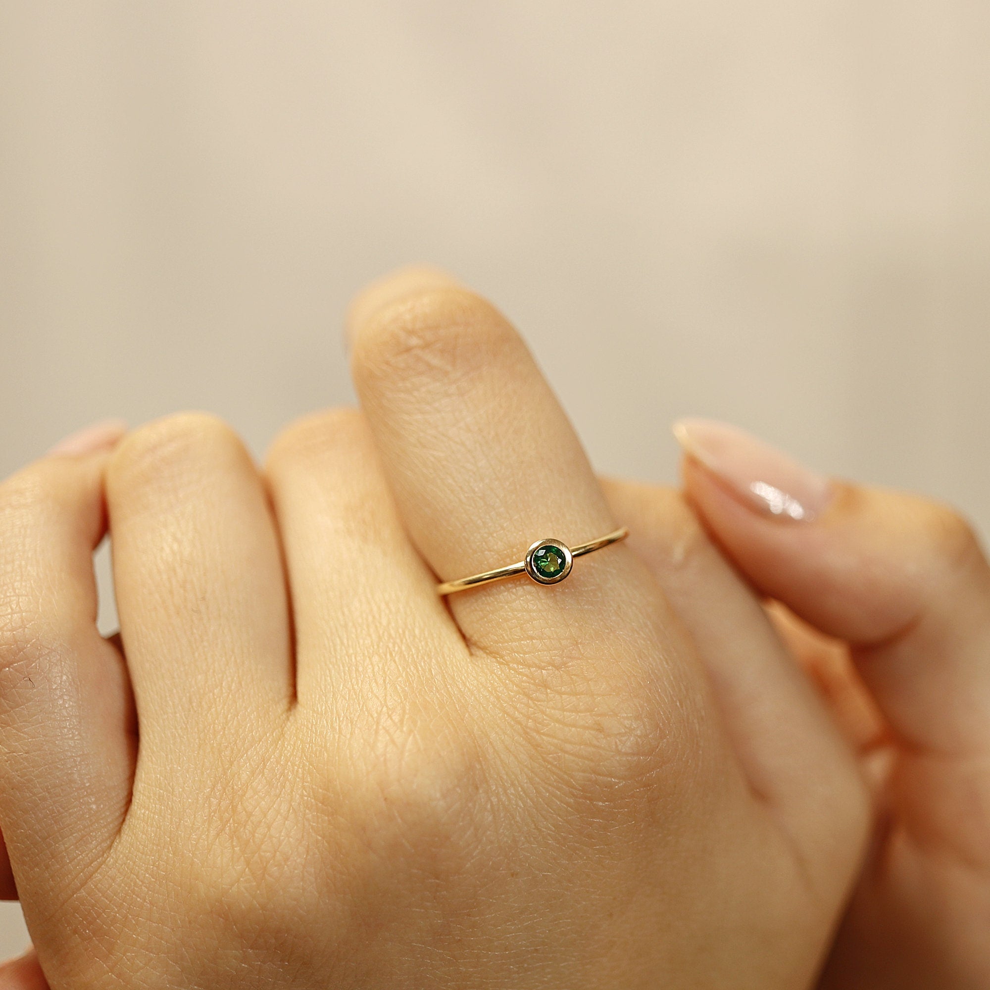 Emerald Stacking Ring 14k Gold - Melt'm Jewelry