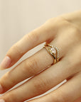 East West Pear Moissanite Ring 14k Gold, LIL JASMINE - Melt'm Jewelry