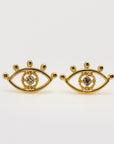 Diamond Evil Eye Stud Earrings in 14k Gold (SINGLE or PAIR) - Melt'm Jewelry