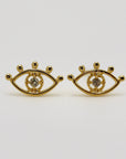 Diamond Evil Eye Stud Earrings in 14k Gold (SINGLE or PAIR) - Melt'm Jewelry