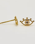 Diamond Evil Eye Stud Earrings 14k Gold