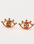 Diamond Evil Eye Stud Earrings 14k Gold