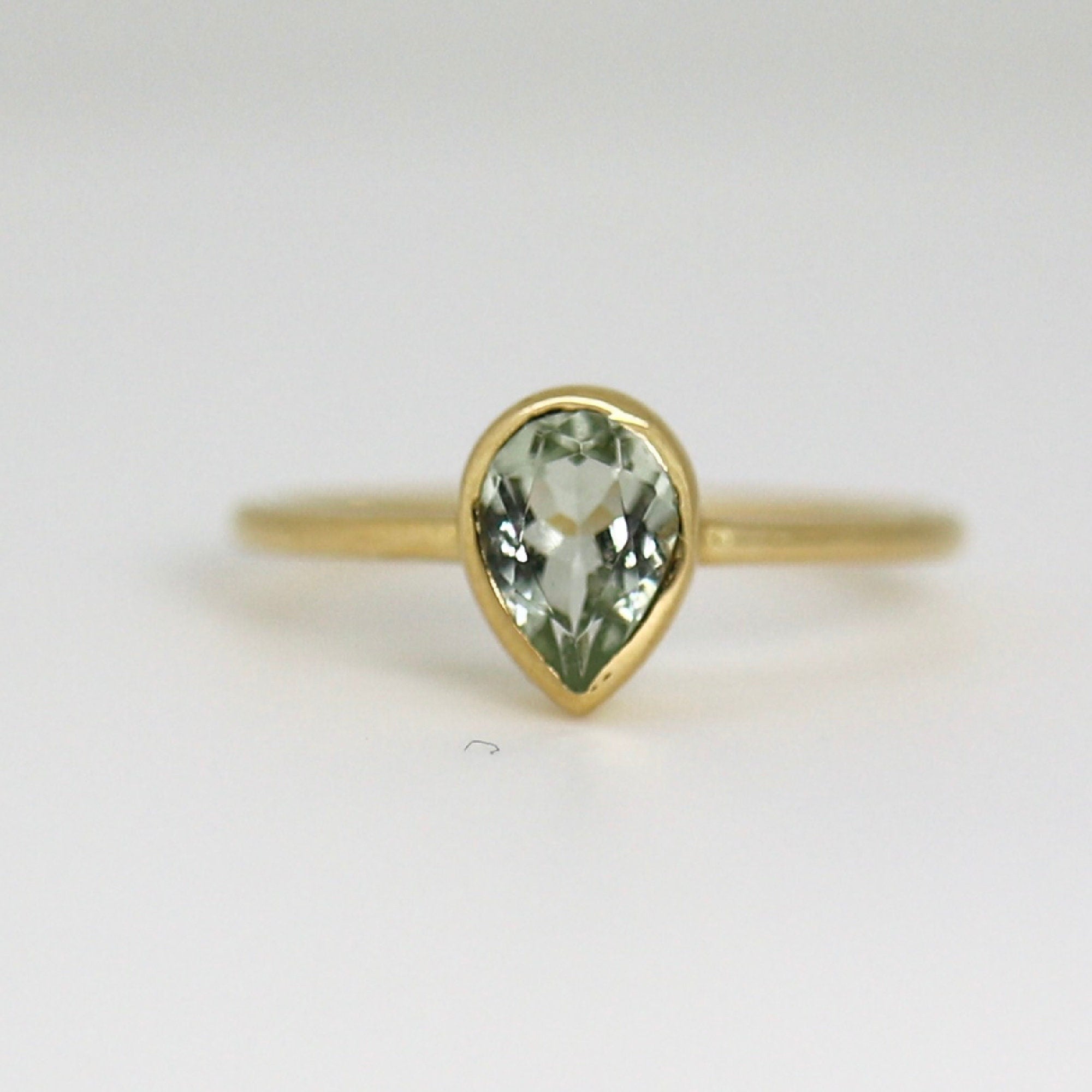 Pear Green Tourmaline Ring 14k Gold