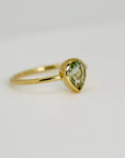 Pear Green Tourmaline Ring 14k Gold