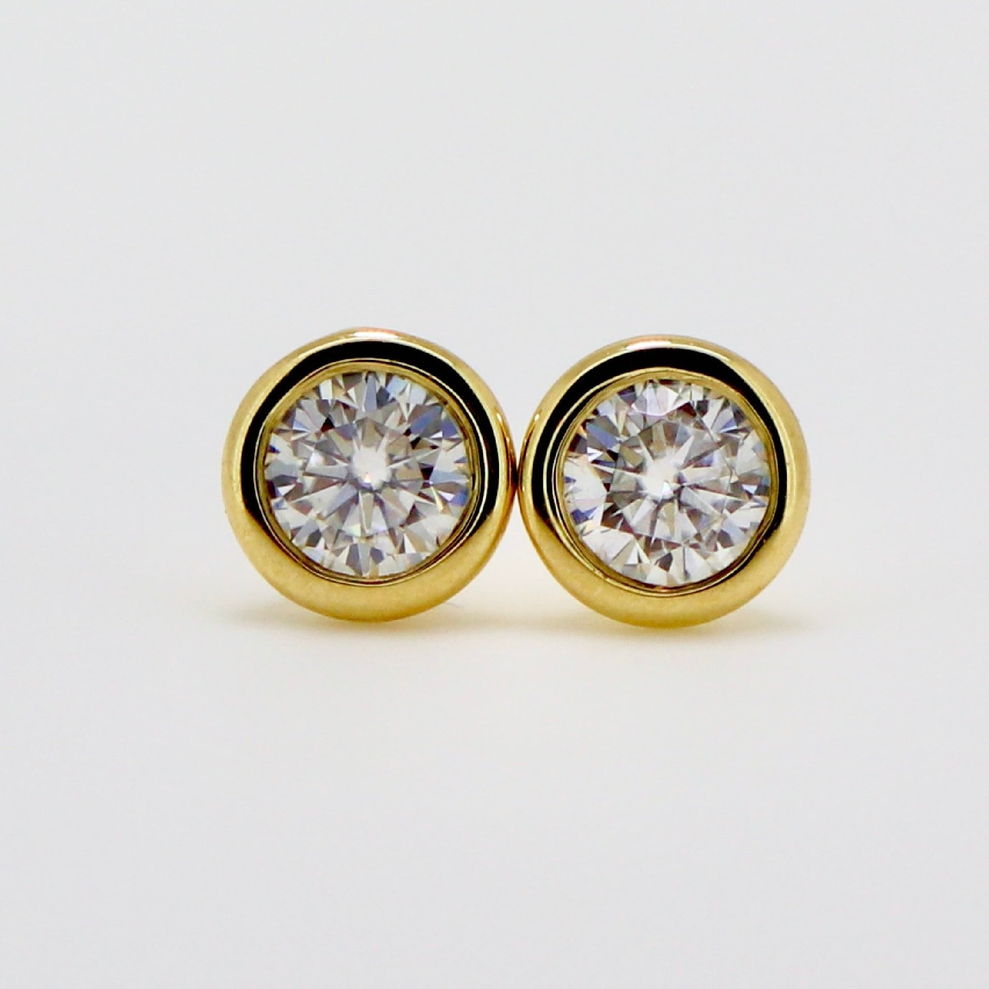 0.45 ct. Martini Bezel Set Moissanite Earrings 14k Gold - Melt'm Jewelry