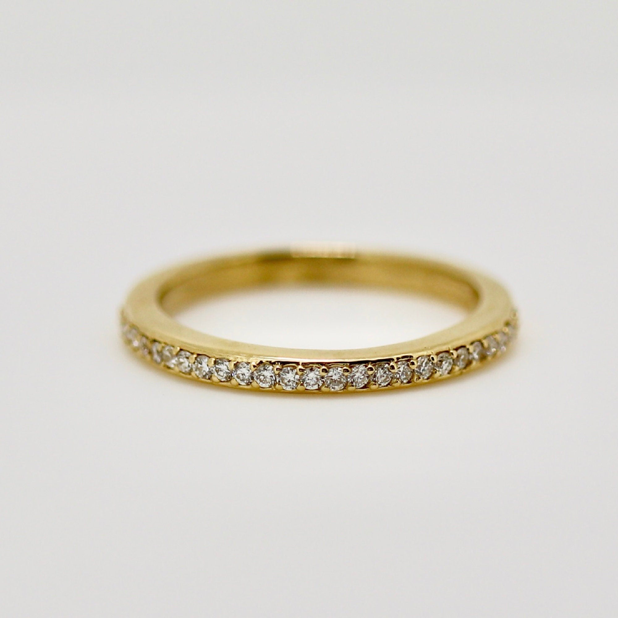 Half Eternity Diamond Wedding Band, 14k Gold Diamond Ring, Stackable Diamond Wedding Ring, Bridal Jewelry